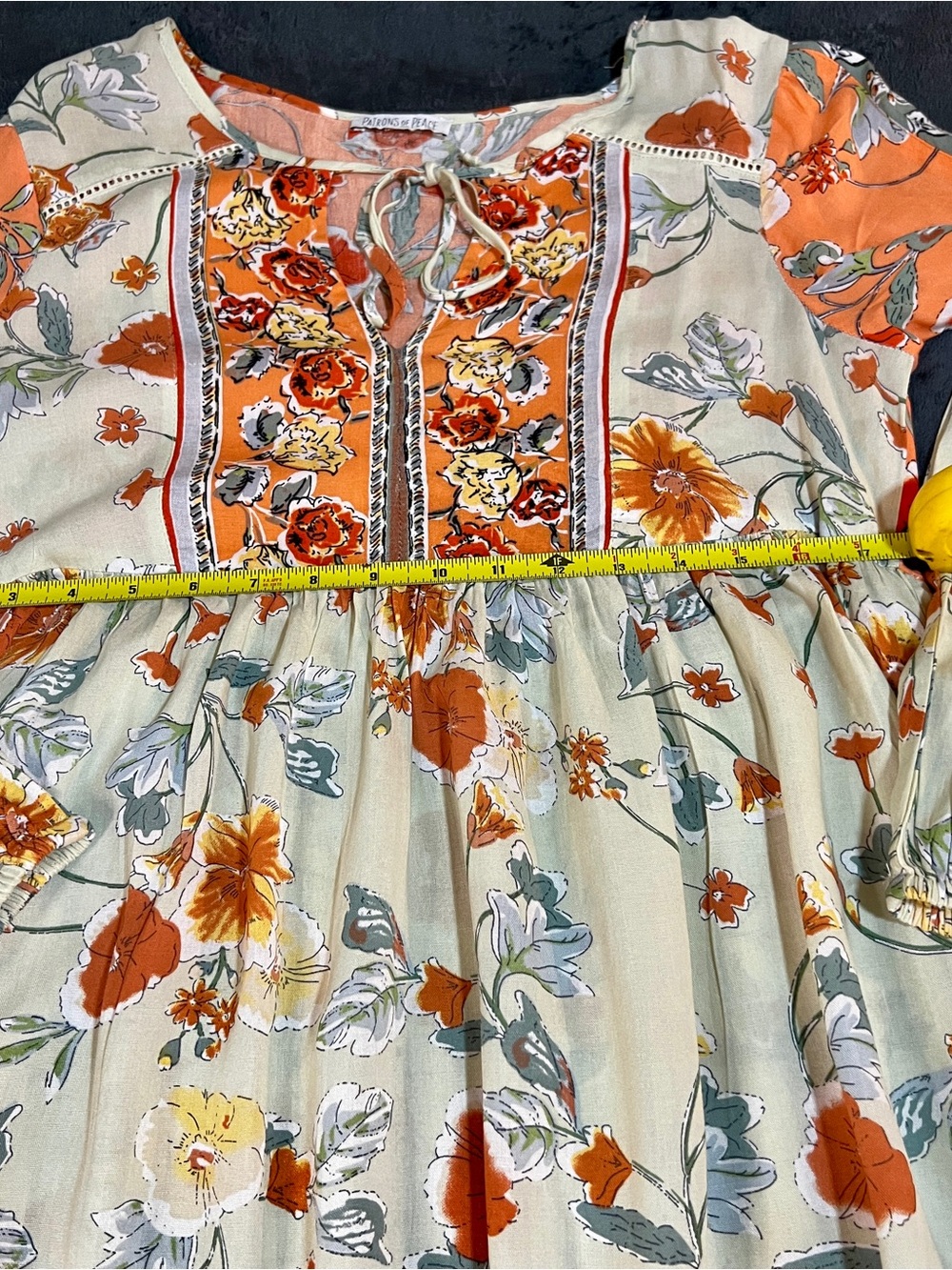Patrons Of Peace Floral Ruffle Asymmetric Tie
Boho Bishop SleeveMini Dress M - Picture 10 of 13